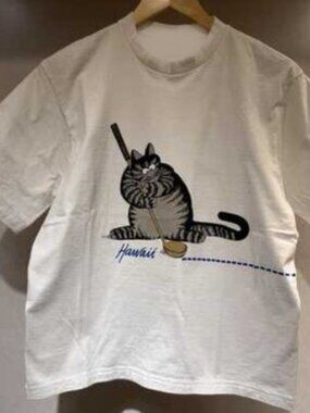 Crazy Shirts Hawaii T-shirt B. Kliban cartoon cat playing golf